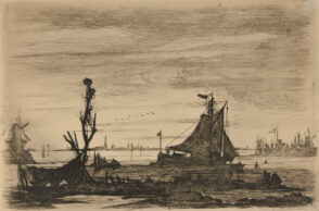 Rives avec filets séchant à gauche