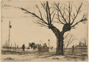 Traineau et arbre dépouillé