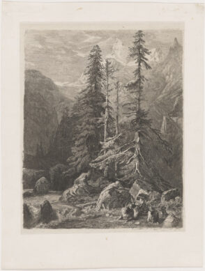 Swiss Mountains with Goats Resting