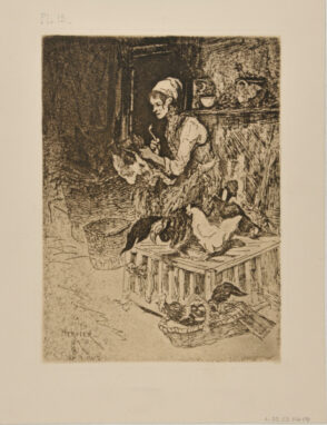 Woman Plucking Chickens