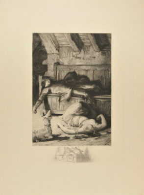 Illustration for Notre Dame de Paris (The Flight of the priest after stabbing the soldier)