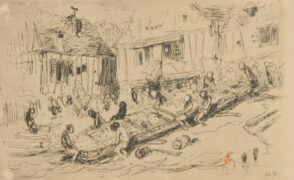 Figures Pushing a Boat into the Sea