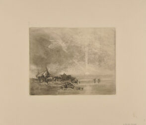 Deux bateaux de pêche sur le sable, penchés vers la gauche