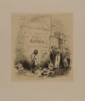 Title plate from the series “12 Sujets gravés à l’eau forte par Ch. Jacque”