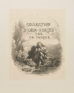 Title plate from the series “Collection d’eaux-fortes par Ch. Jacque”