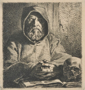 Tête de moine en prière