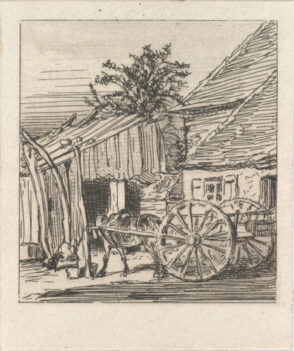 Charrette près d’une maison