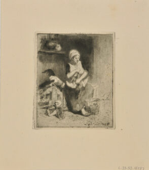 Woman Plucking a Hen