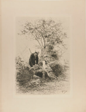 Hunter Talking to a Seated Peasant Girl
