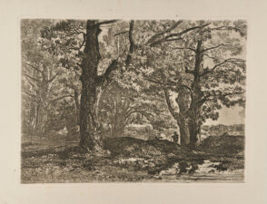 Landscape: Forest with Figure Holding Walking Stick