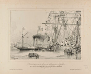 Transbordements des Restes de l’Empéreur Napoléon de la Frigate la Belle Poule sur le Bateau à vapeur la Normandie, Cherbourg 8 Décembre 1840