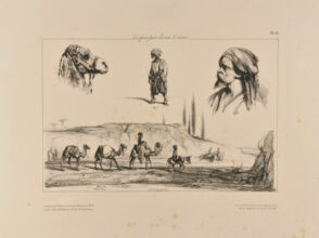 Sketches of camels and Turkish figures