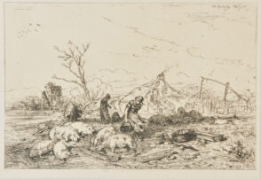 Paysage: Troupeau de cochons