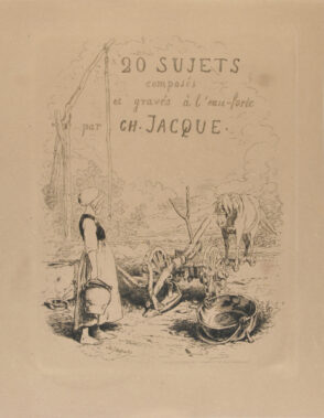Title plate from the series “20 Sujets composés et gravés à l’eau-forte par Ch. Jacque”