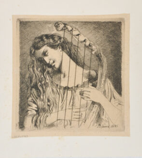 Woman playing a harp