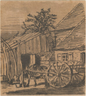 Charrette près d’une maison