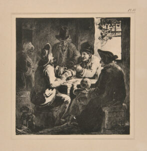 Vieillards jouant aux cartes dans un cabaret