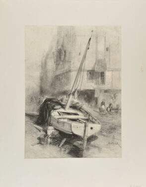 Boat Docked at the Corner of a House