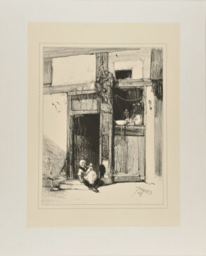 Child Holding a Doll, Seated in a Doorway
