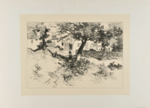 Woman Walking up a Path to a House