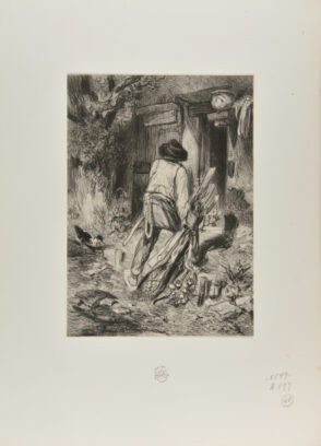 Vieux Paysan Trainant un Fagot