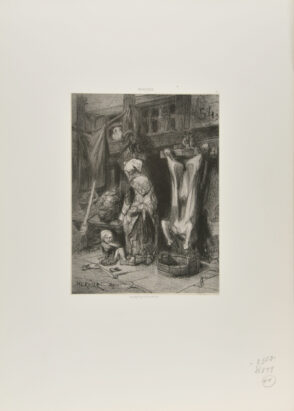 Vieille Femme et Enfant avec un Cochon