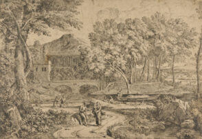 Landscape with a Flock of Sheep by a River
