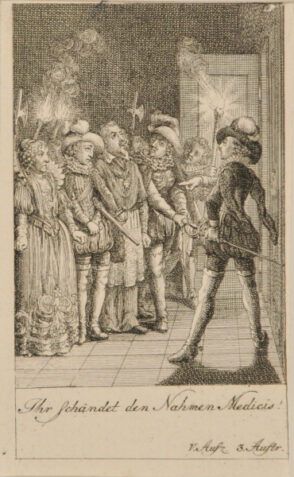 Plate 11 from Marie-Joseph Chénier’s “Bartholomäusnacht” for the “Göttinger Taschenkalender fur das Jahr 1791”