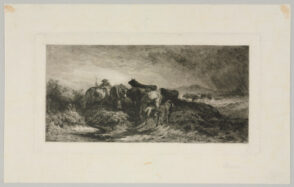 Man Driving Home Cattle in a Storm