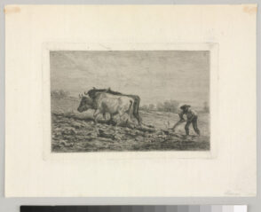Man with a Team of Oxen Ploughing