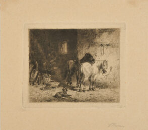 Two Horses in a Blacksmith’s Shop