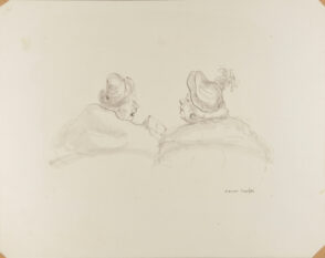 Two Seated Women Wearing Hats