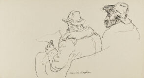 Two Seated Men with Hats
