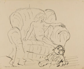 Nude Girl on Chair (recto); Sketch of Nude Girl on Chair (verso)