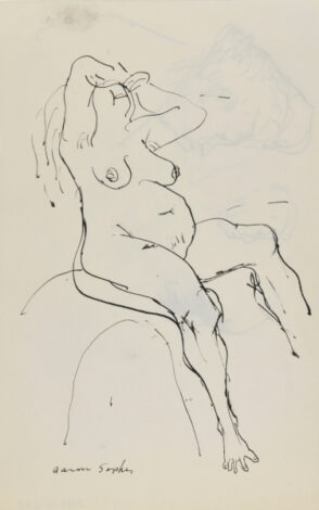 Nude Woman (recto); Profile Portrait Sketches (verso)
