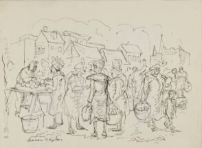 Outdoor Market (recto); Three women (verso)