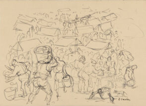 Outdoor Market (recto); Street Scene (verso)