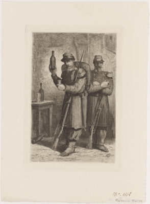 Two French Soldiers Drinking