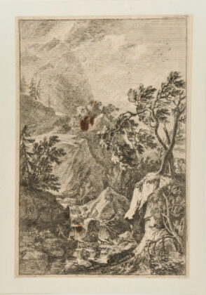 Casade, with Two Men at Right