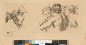 Recueil de Quarante Griffonements et Epreuves d’Eau-forte par Della Bella (Head of soldier and five other men)