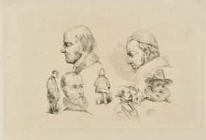 Studies of Seven Heads and Two Figures
