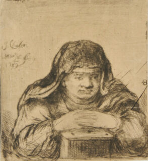 Old Woman Warming Her Hands