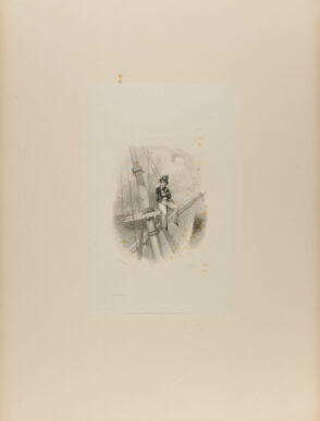 Young Boy Sitting on the Mast of a Sailing Vessel