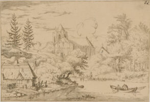 Barrels and Boards on the Bank of a River