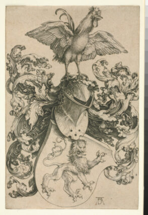The Coat-of-arms with a Lion and a Rooster