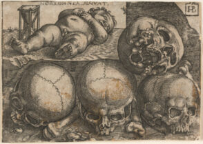 Sleeping Child with Four Skulls