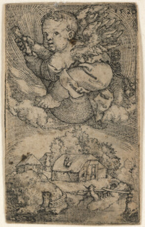 Genius Flying Above a Landscape