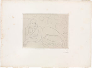 Outstretched Nude on Background with Circular Motifs