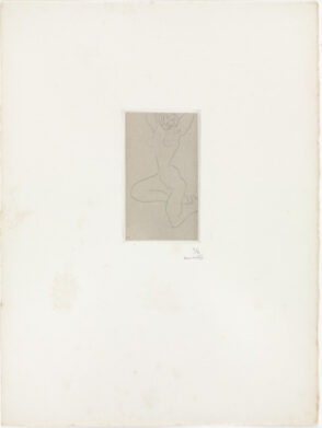 Nude Sitting on Right Leg, Arms Raised