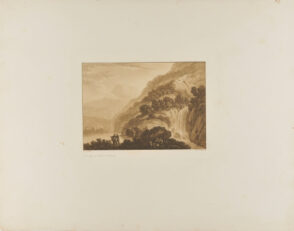 Mountain Scene with Waterfall to Right